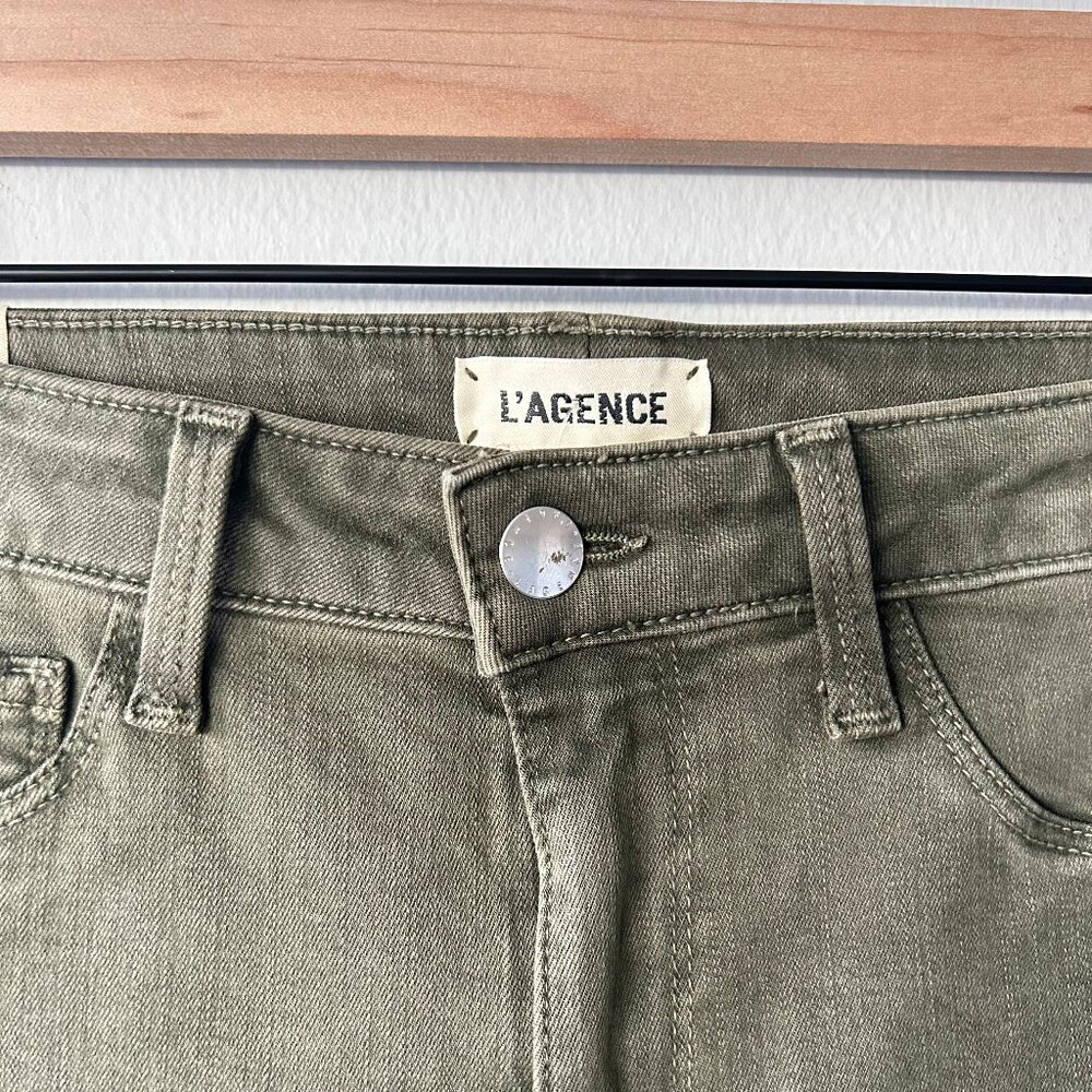 L’Agence Jeans Margot High Rise Skinny Olive Green Women's Size 28 NWT - Picture 4 of 10
